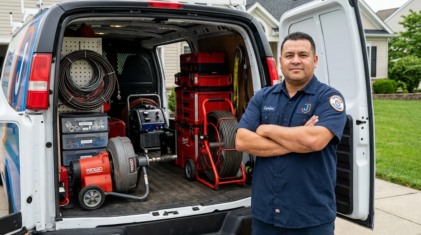 Professional drain cleaning equipment and Johns Plumbing LLC plumber in Oakdale